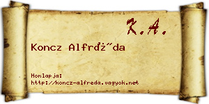 Koncz Alfréda névjegykártya
